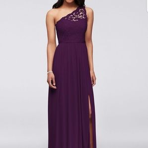 Long One Shoulder Lace Bridesmaid Dress